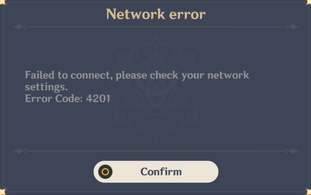 Genshin Impact Error Code 4201 Sunucu Bağlantı Sorunları (1)